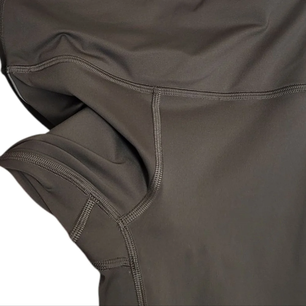 Lululemon Zip The Line Crop Leggings in Dark Olive / Grey Sage